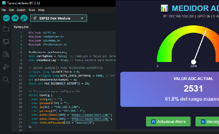 Arduino IDE y control gauge en html
